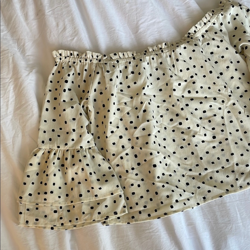 Polka Dot Off-Shoulder Shirt